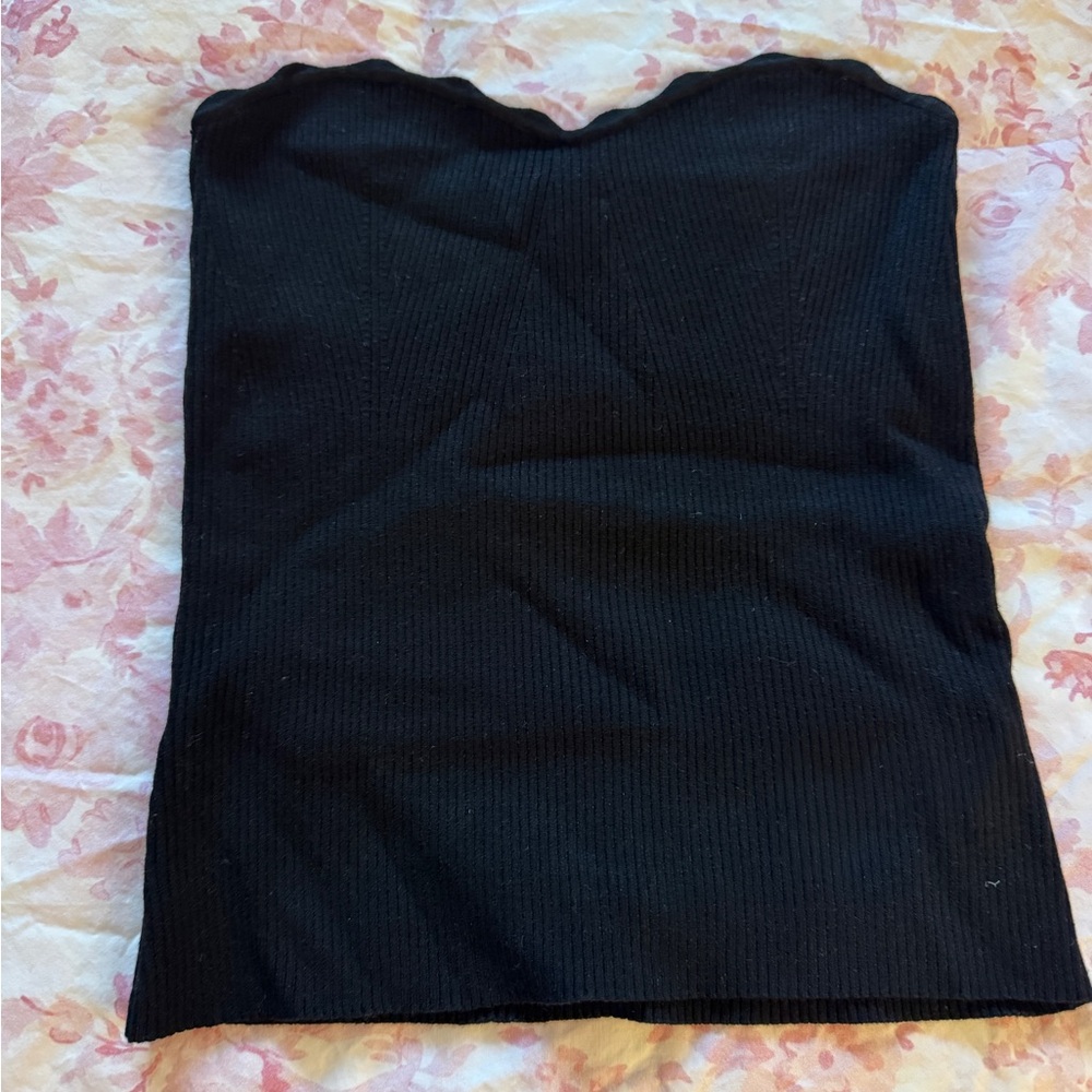 Aritzia Black Strapless Ribbed Tube Top